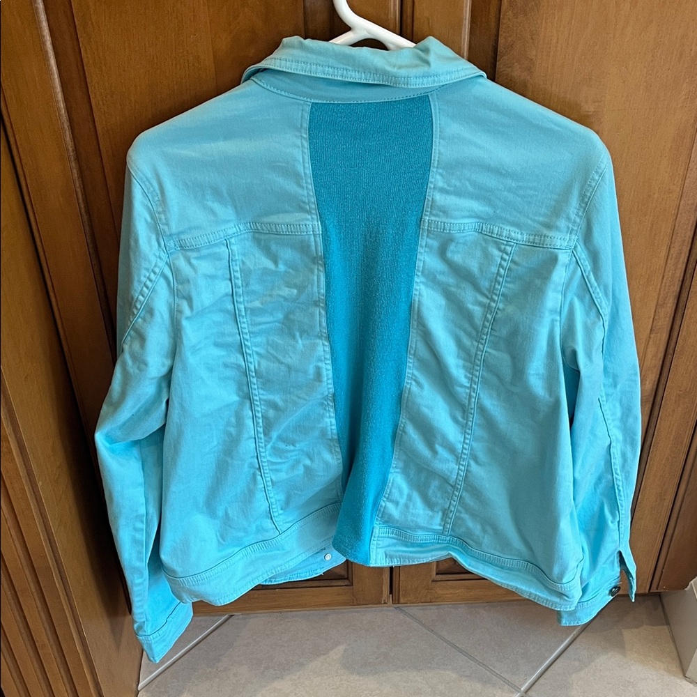 Women's Turquoise Denim Jacket - Picture 2 of 2